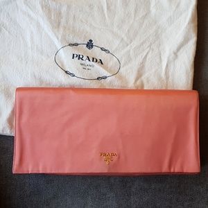 Prada Coral Satin Clutch